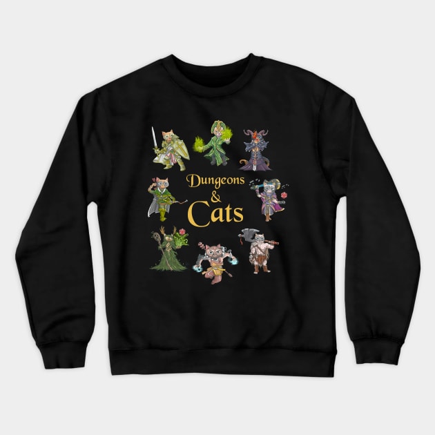 DND Dungeons and Cats Crewneck Sweatshirt by Bingeprints